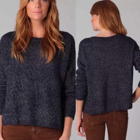 Joie Markus Chunky Knit Alpaca Blend Metallic Shimmer Sweater - Picture 1 of 7